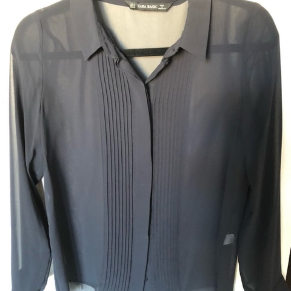 Sheer Zara blue shirt